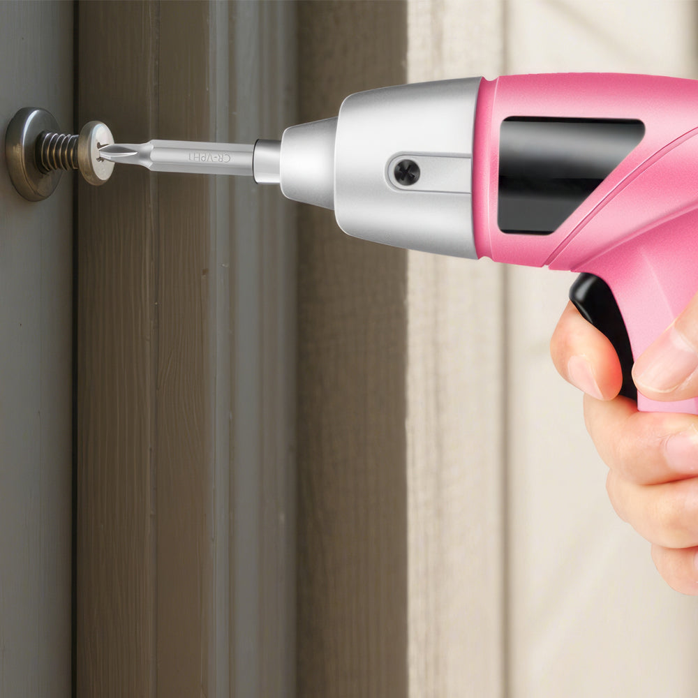 Pink Cordless Electric Screwdriver 3.6V with 24-Piece Bit Set & LED Light