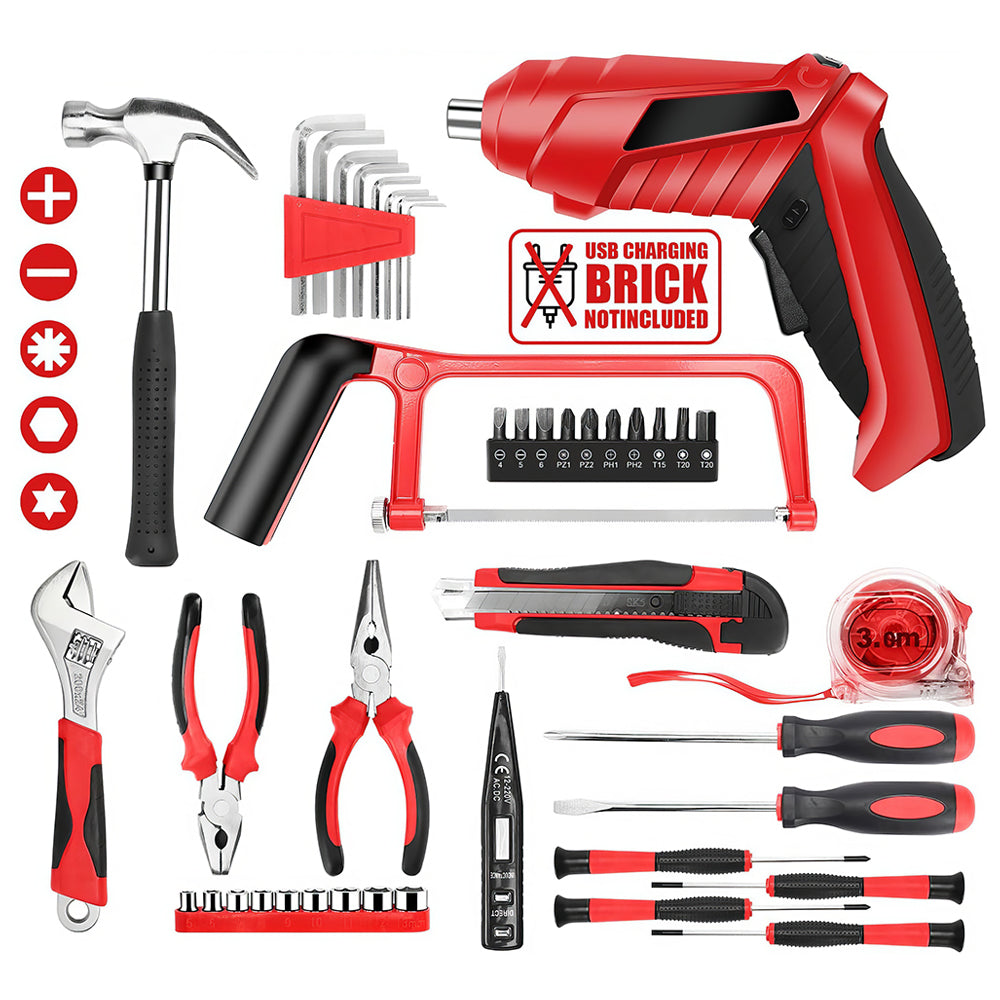 3.6V Cordless Electric Screwdriver, 3.5Nm USB-Rechargeable with LED Light