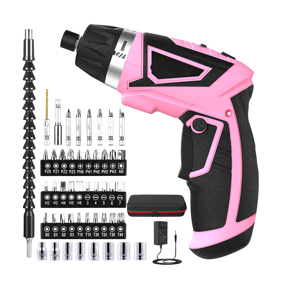 8V Cordless Screwdriver Set, 10Nm Max Torque, 6+1 Torque, 47 Accessories