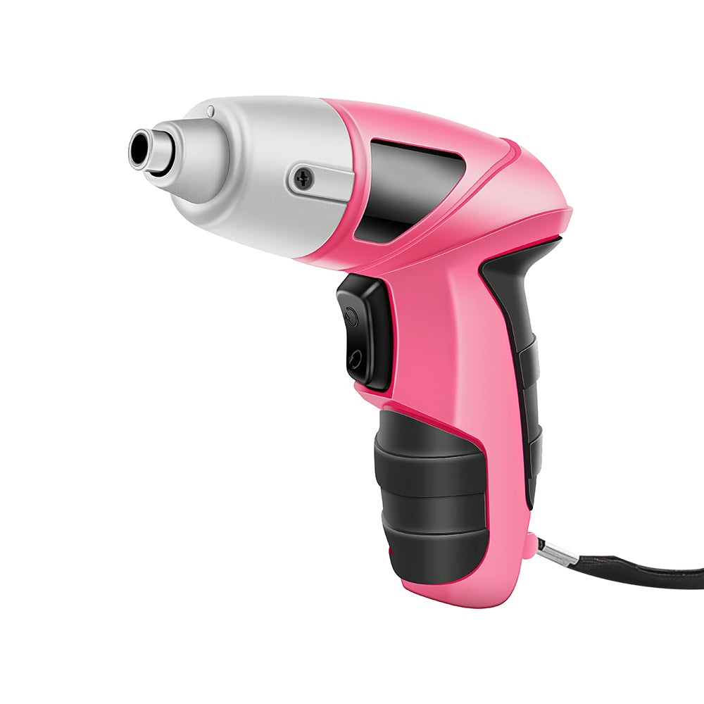 Pink Cordless Electric Screwdriver 3.6V with 24-Piece Bit Set & LED Light