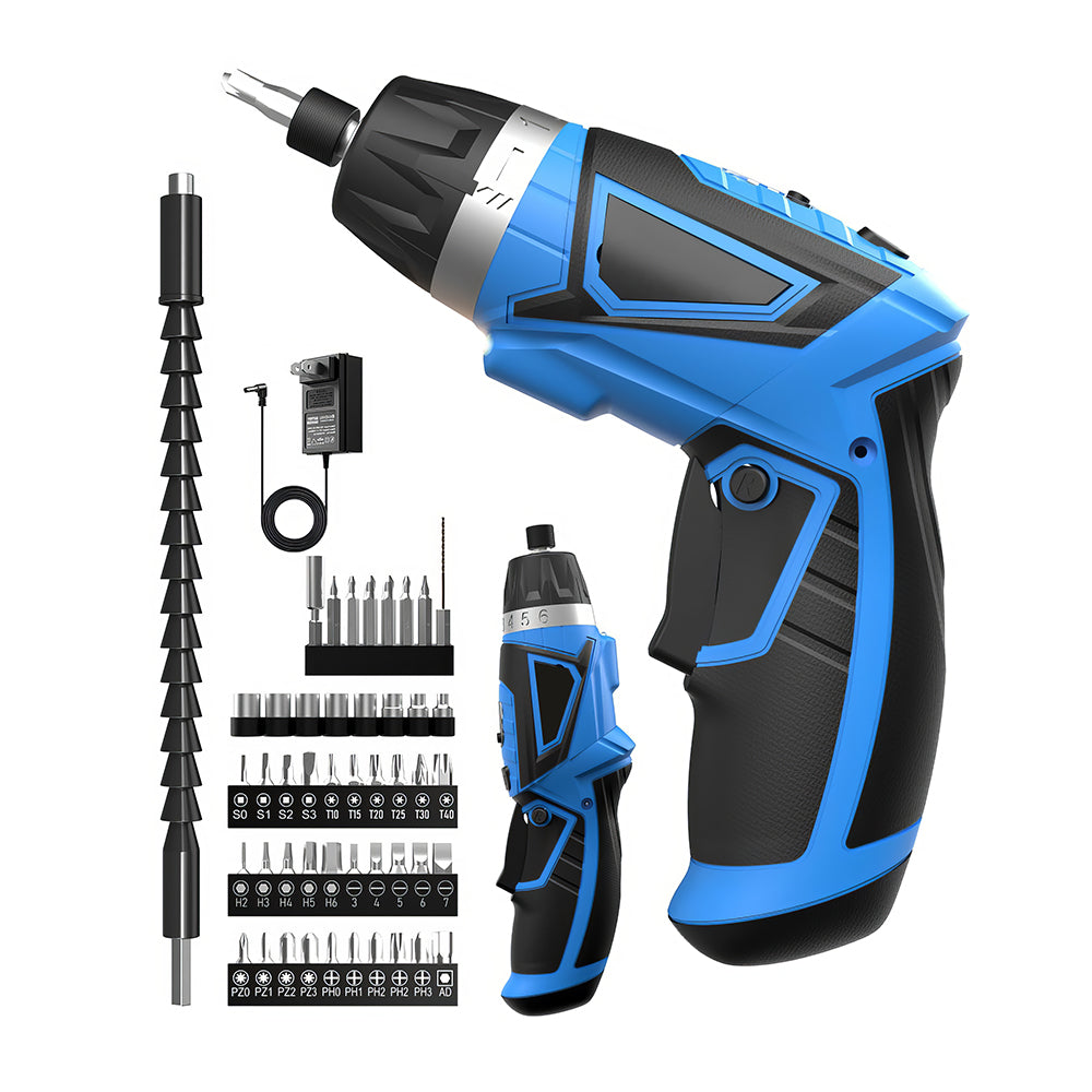8V Cordless Screwdriver Set, 10Nm Max Torque, 6+1 Torque, 47 Accessories
