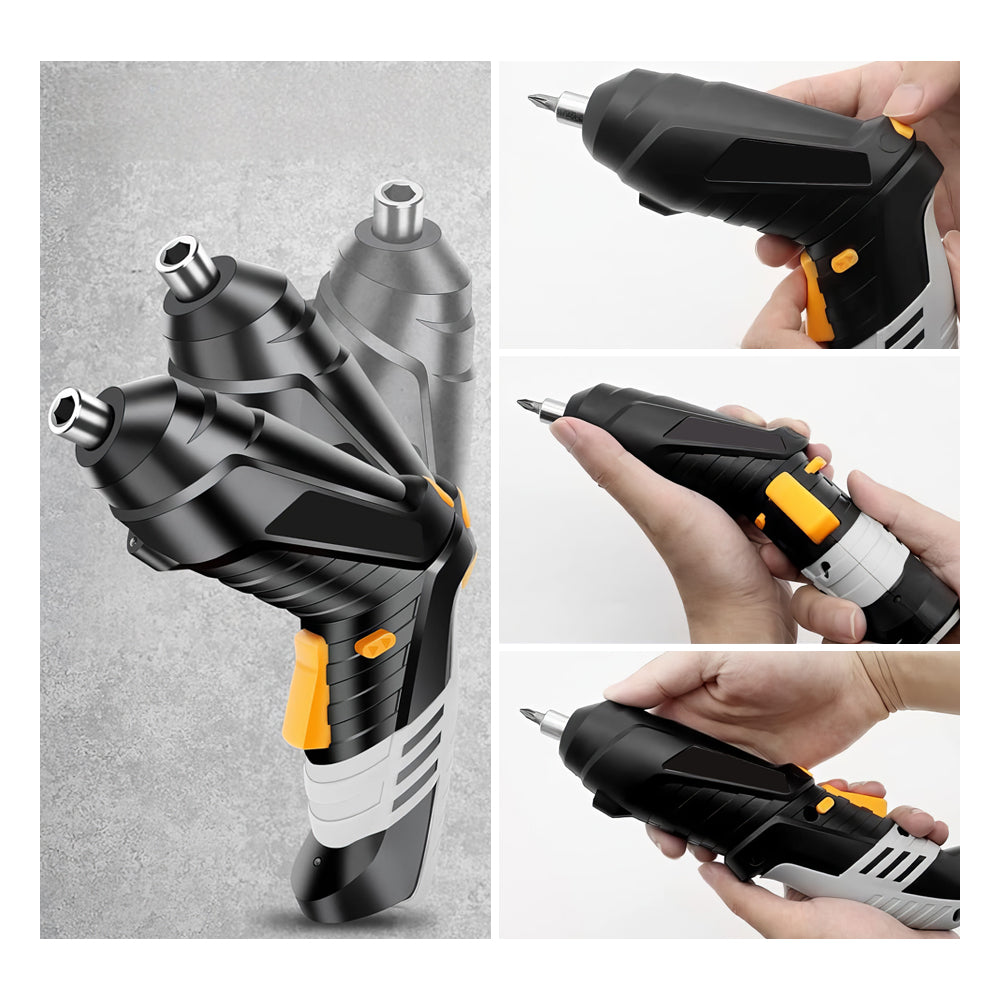 4.2V Cordless Electric Screwdriver Set with 10 Magnetic Bits, White