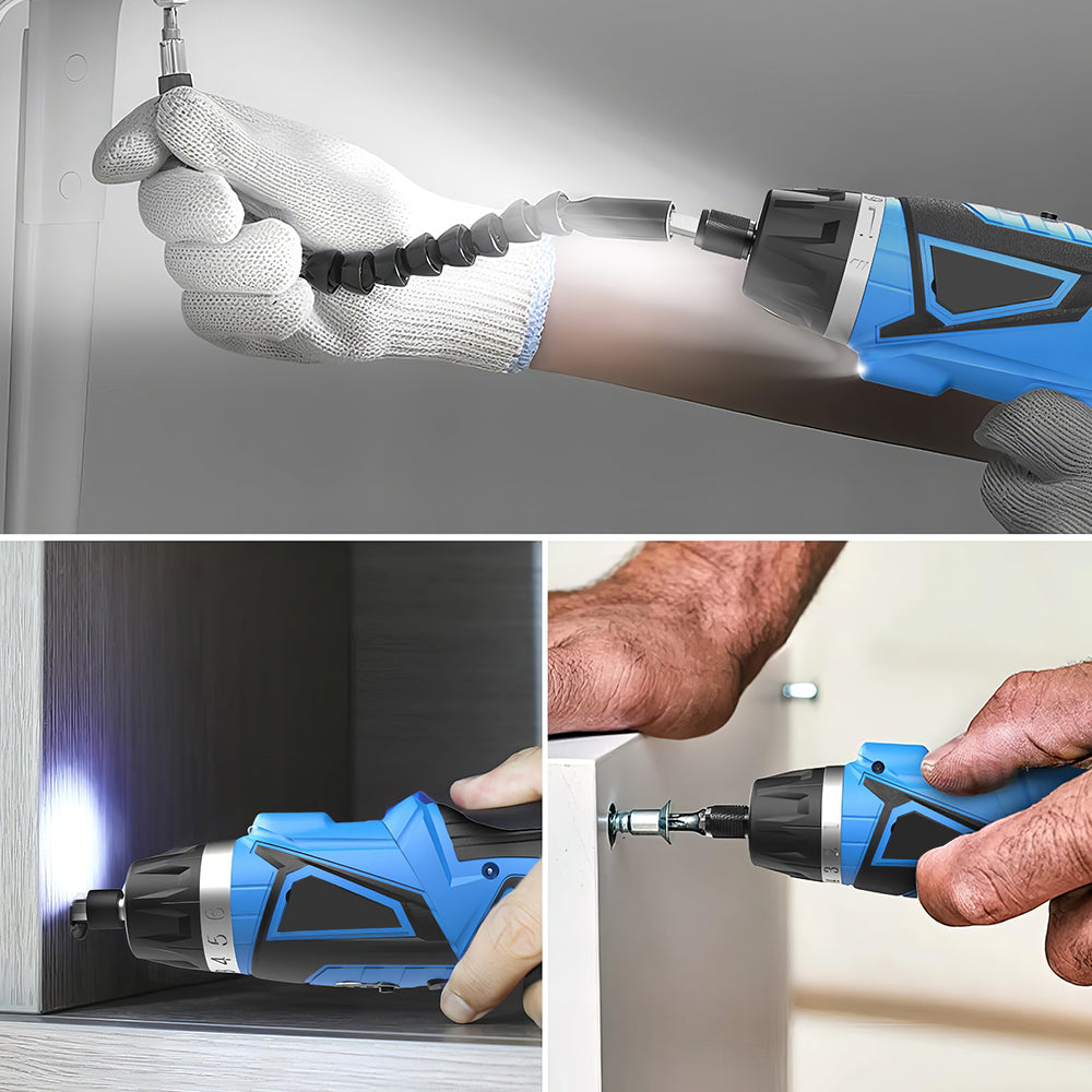 8V Cordless Screwdriver Set, 10Nm Max Torque, 6+1 Torque, 47 Accessories