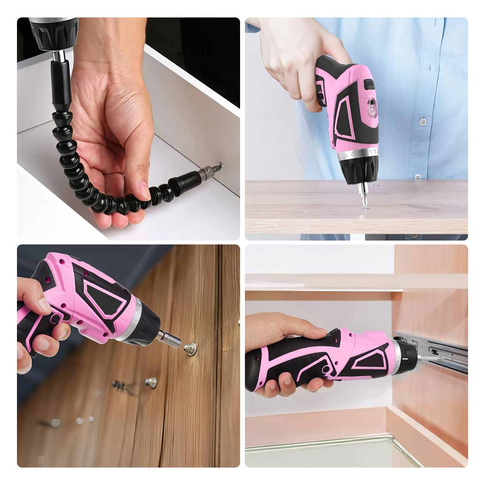 8V Cordless Electric Screwdriver Set, 10Nm Torque, LED, 34-Piece Kit