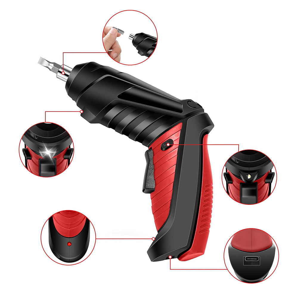 3.6V Cordless Electric Screwdriver 3.5Nm with LED Light & 6-Piece Kit