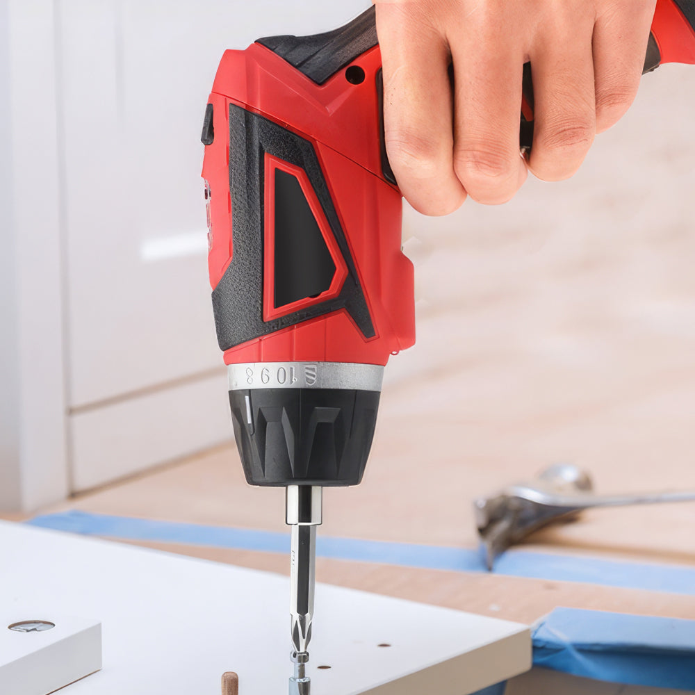 8V Cordless Electric Screwdriver Set, 10Nm Torque, LED, 34-Piece Kit